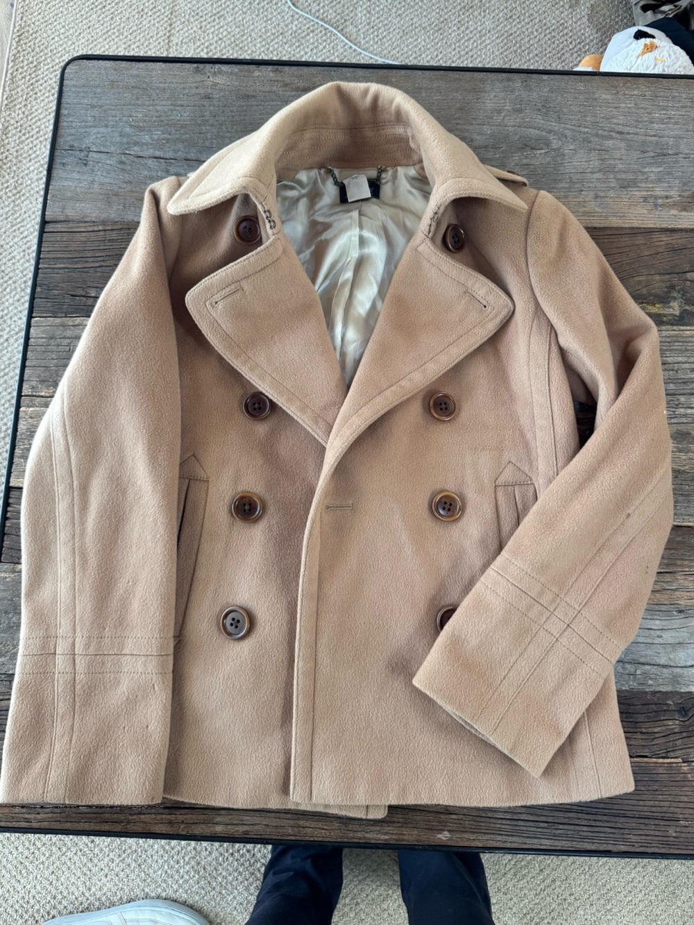 J.Crew Wool Peacoat Trench Coat Beige Size Small